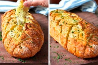 Хрустящий хлебушек пропитанный маслом, сыром и чесночком